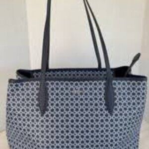 KATE SPADE Stylish Navy Blue and White Tote Bag